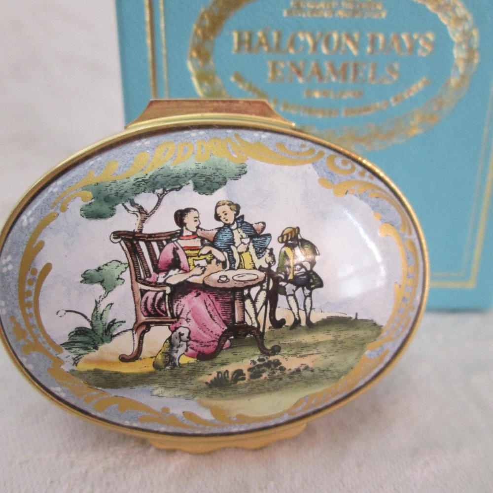 Halcyon Days Enamel Box TEA PARTY Limited Ed. 102